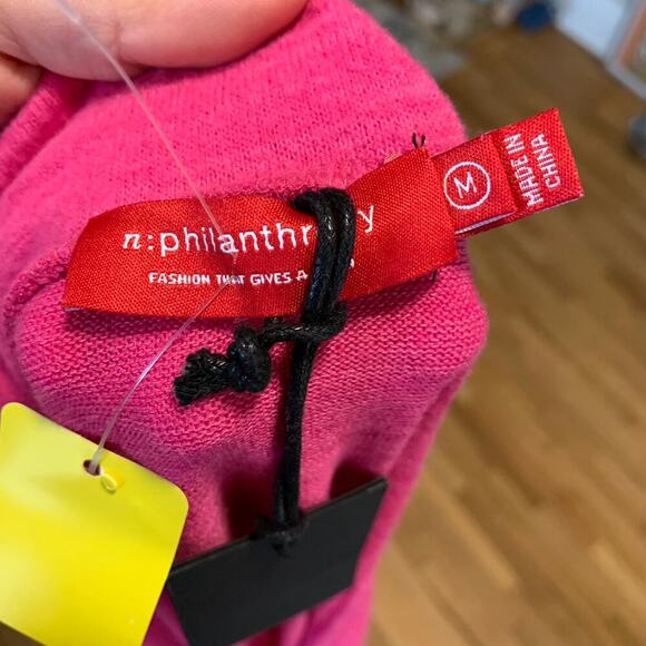 NWT n: PHILANTHROPY Fuchsia Pink One Shoulder Brushed Mini Dress Size Medium - Picture 4 of 4